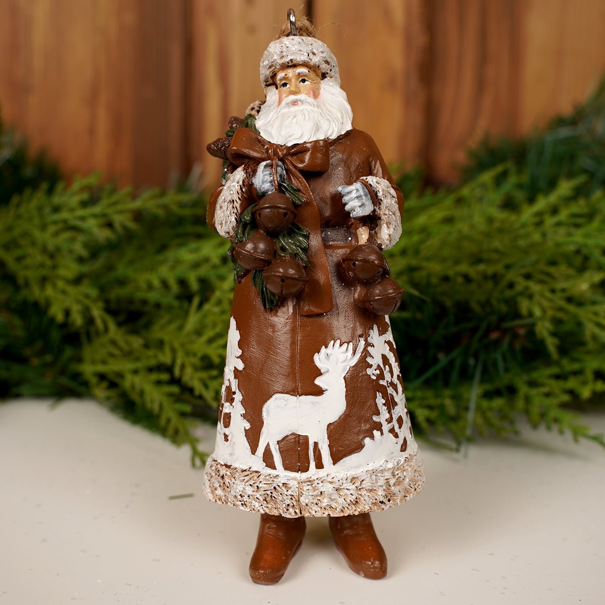 Woodland Santa With Bells Ornament