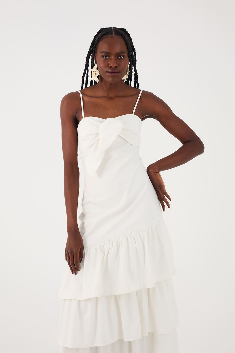 RUFFLED COTTON DRESS