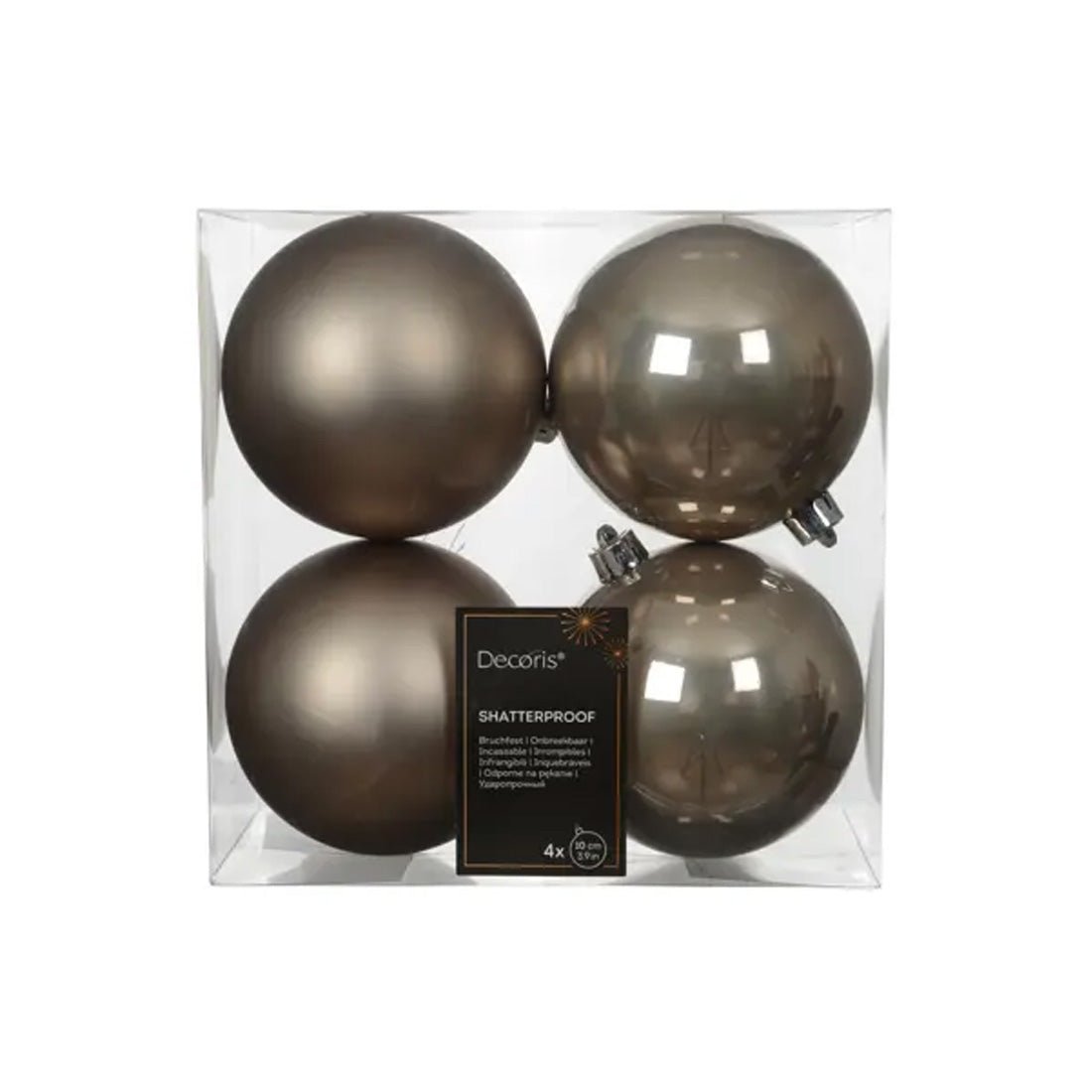 Smoky Pearl Boxed Ball Ornaments Set Of 4