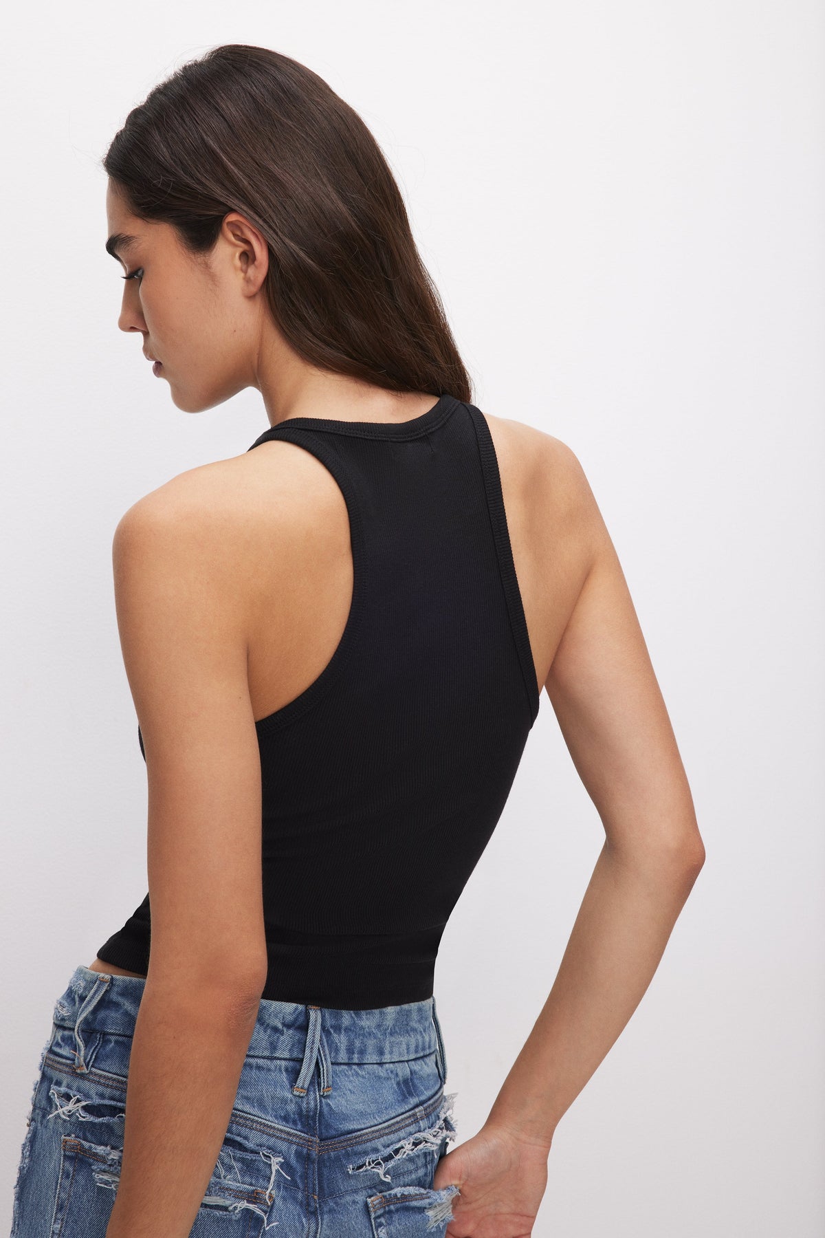 MICRO RIB CREWNECK TANK | BLACK001