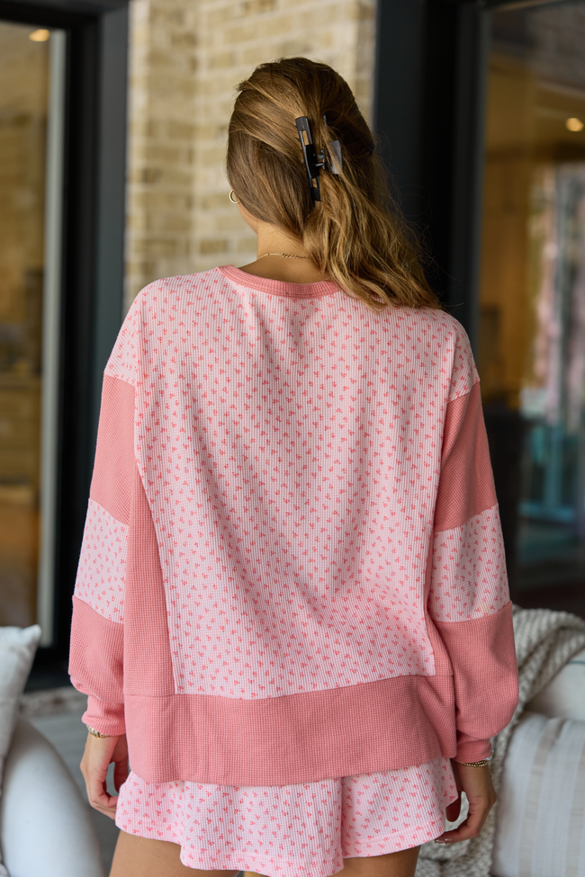 Sweet on You Pink Color Block Floral Sweatshirt
