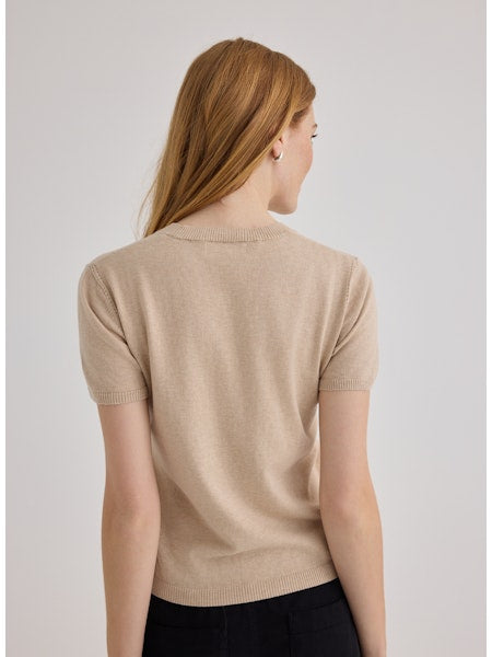 SHORT SLEEVE CREW NECK KNIT TOP