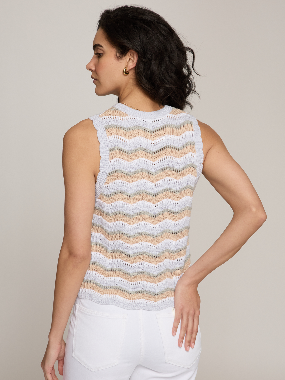 Zig Zag Stitch Tank in Neutral Combo
