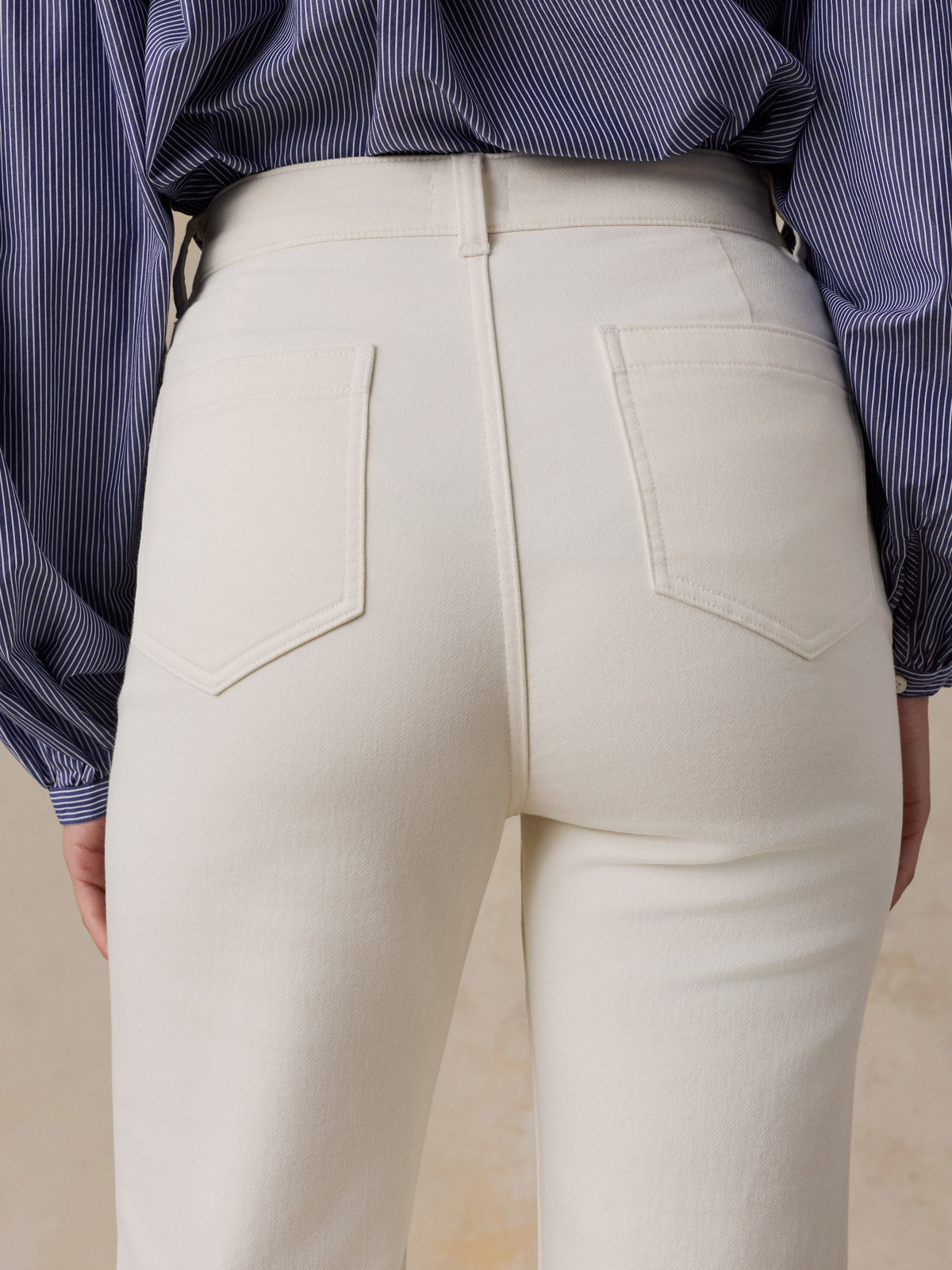 Stretch Terry Patch Pocket Ankle Pant - Egret