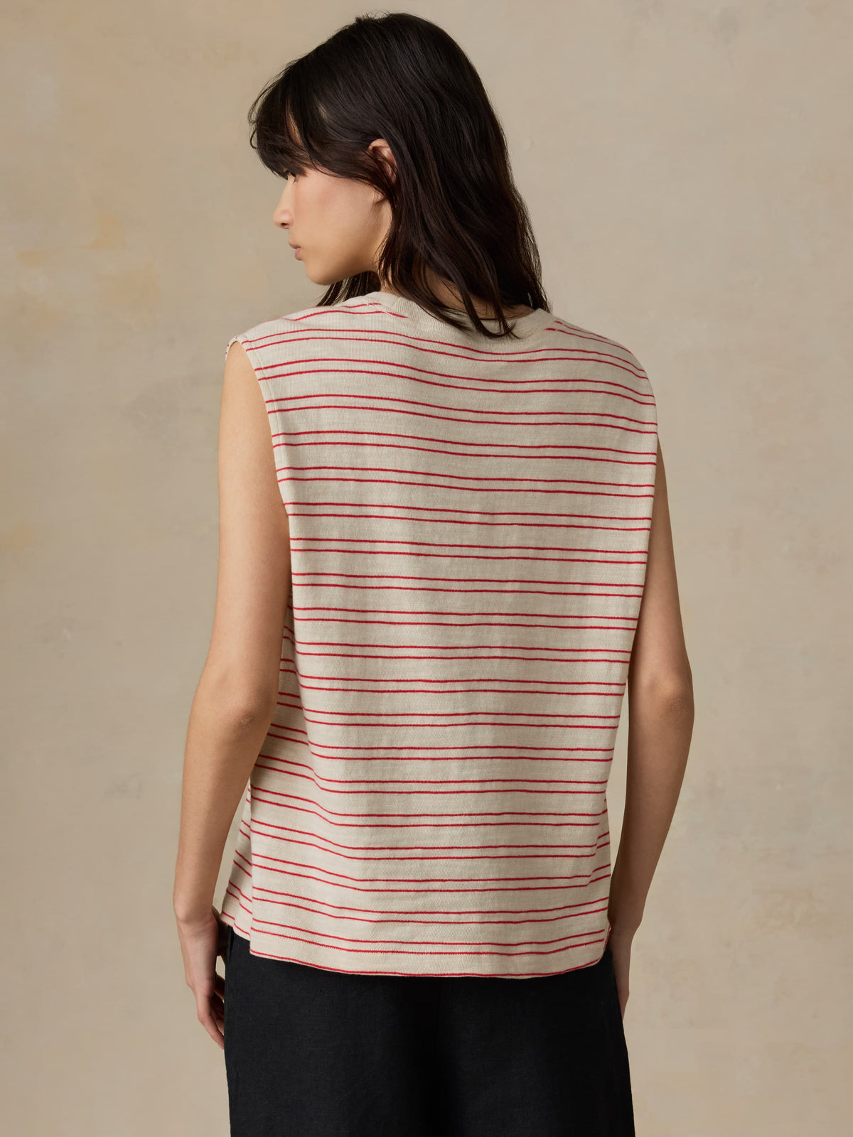 Sunwashed Organic Muscle Tank - Summer Sand Stripe