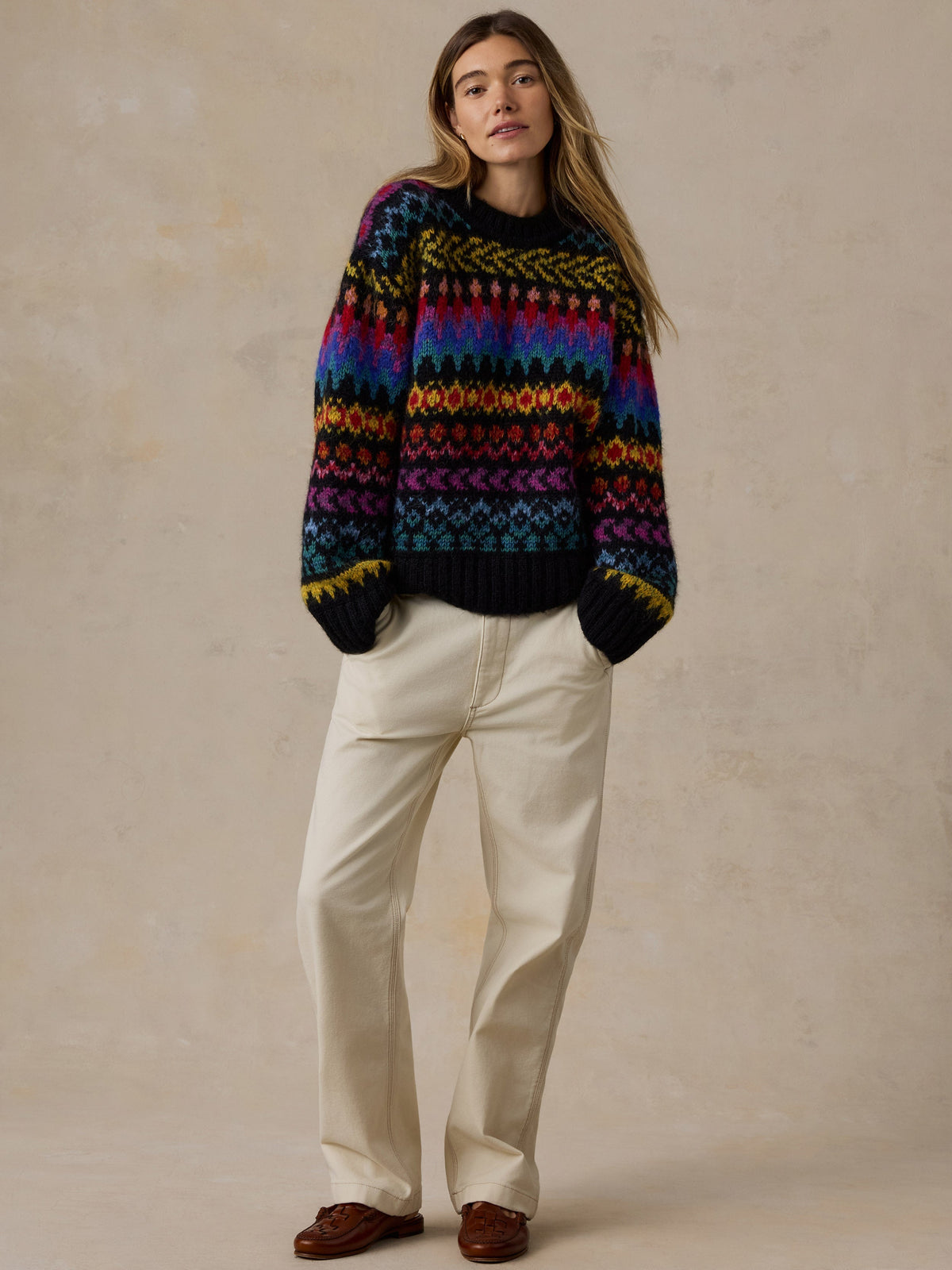Apres Alpaca Midnight Bay Crew - Harbor Lights Fairisle
