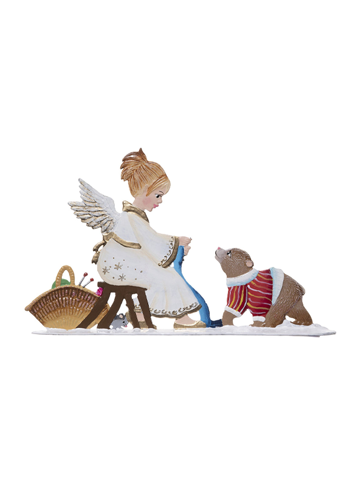Wilhelm Schweizer Pewter Cub's New Sweater Angel Ornament