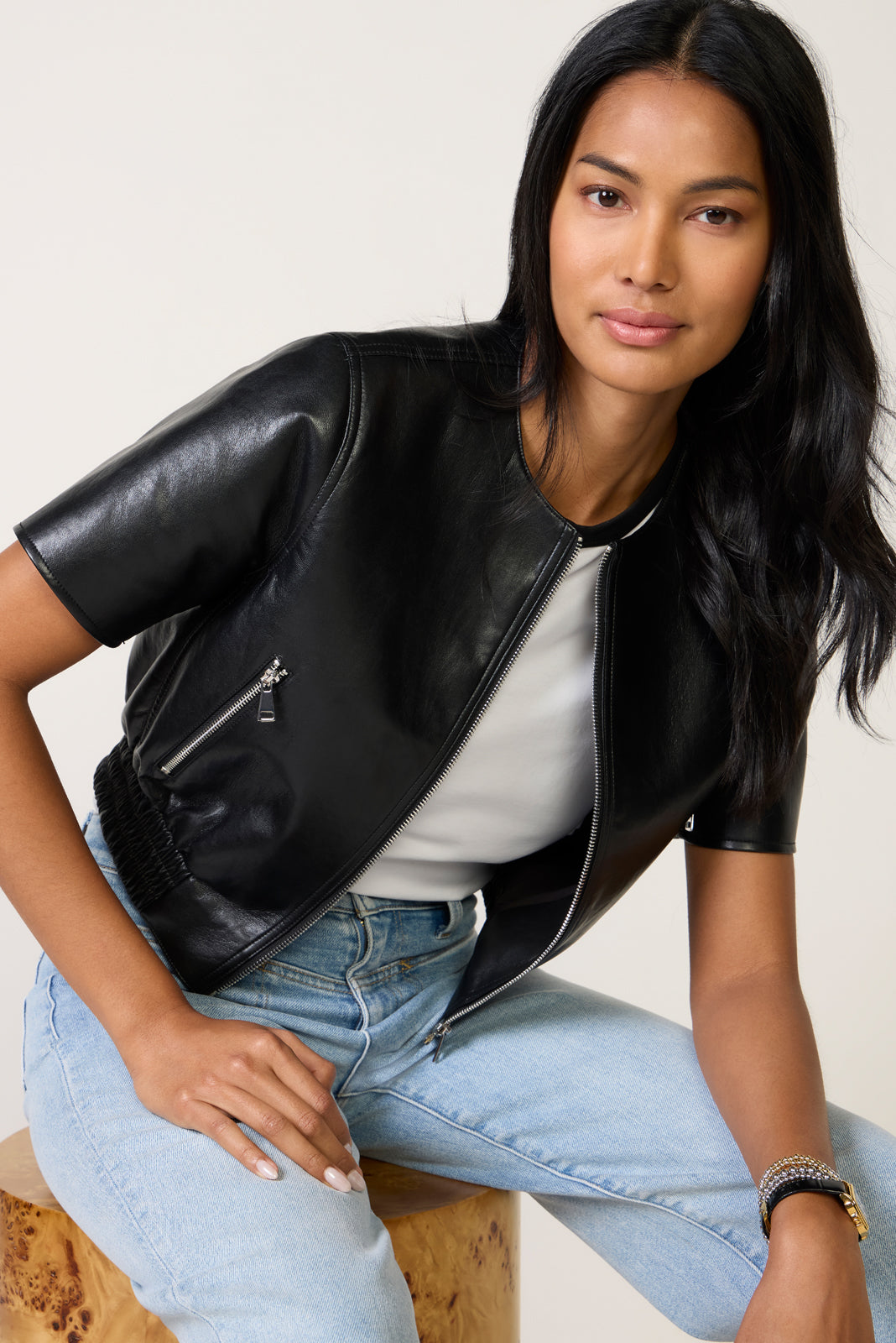 Billie Leather Bomber