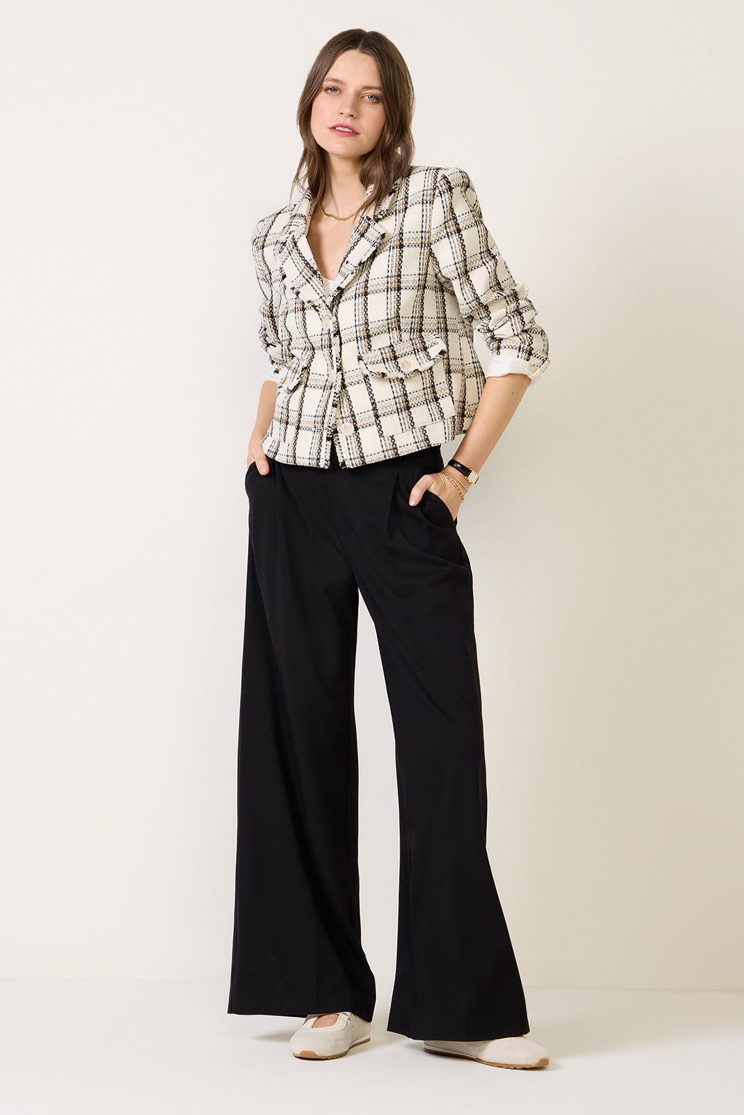 Amy Raw Edge Plaid Jacket