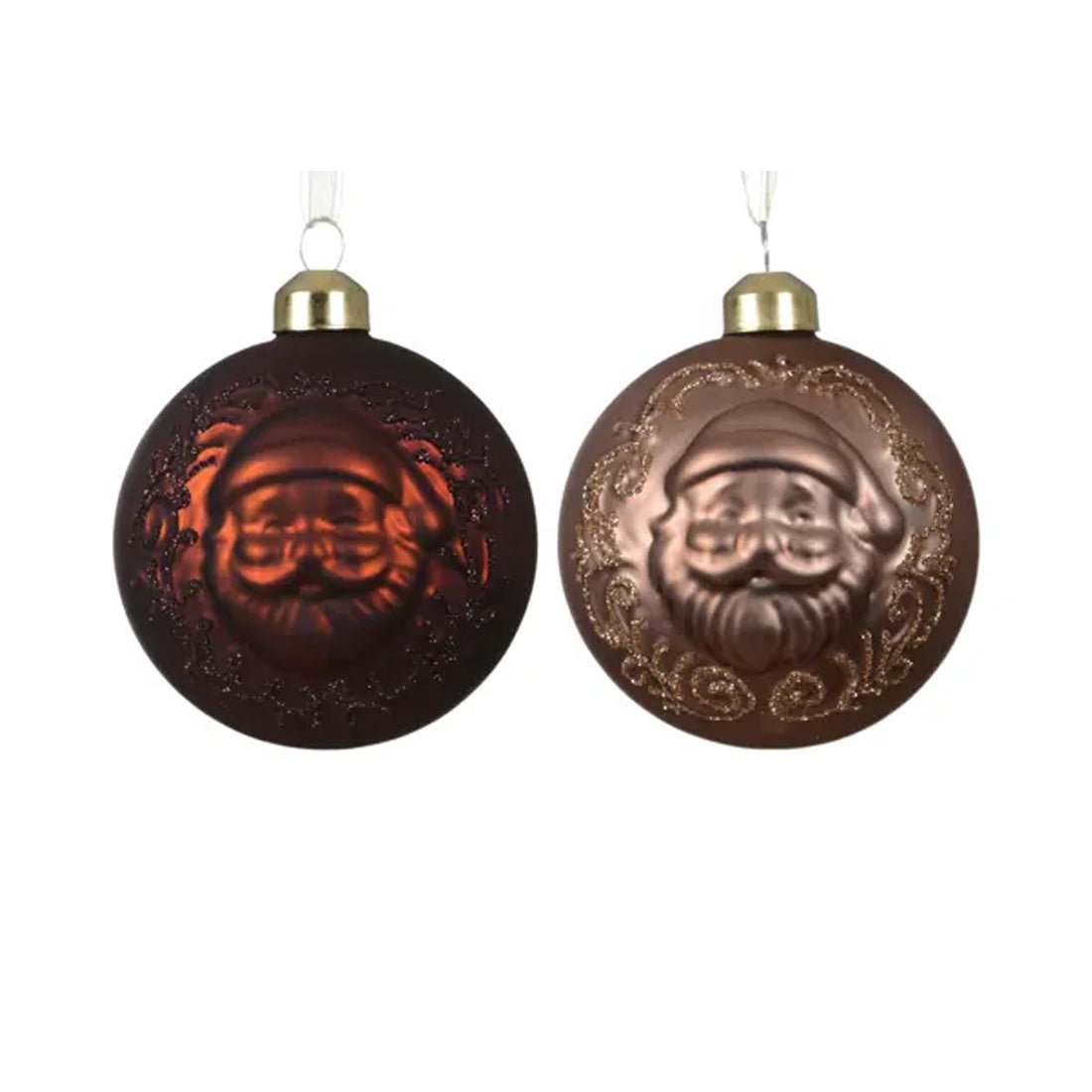 GLASS SANTA HEAD IMPRINTED BALL ORNAMENT/2