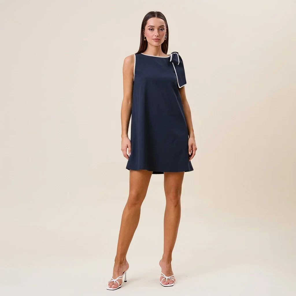 TIE SHOULDER MINI SHIFT DRESS