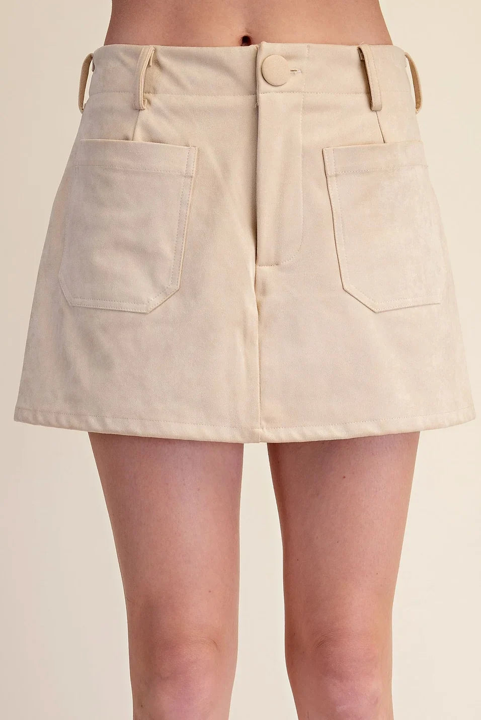 HIGH WAIST FRONT POCKET STRETCH SKORT