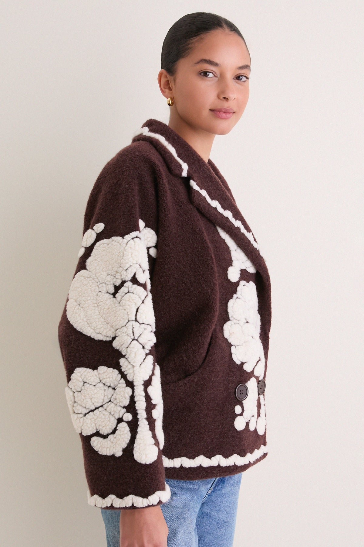 Flowers Brown Coat