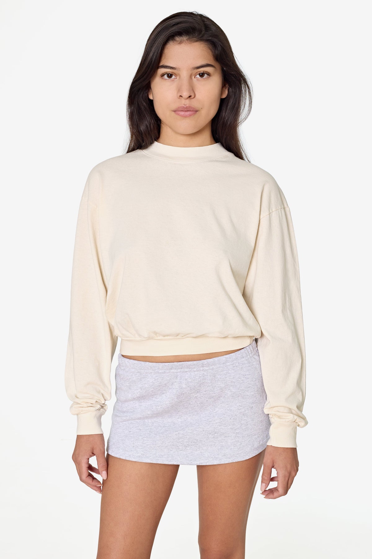 1804GD - Long Sleeve Garment Dye Cropped Mockneck