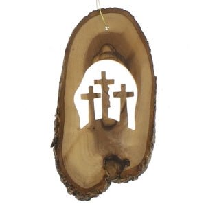 Olive Wood 3 Crosses Ornament