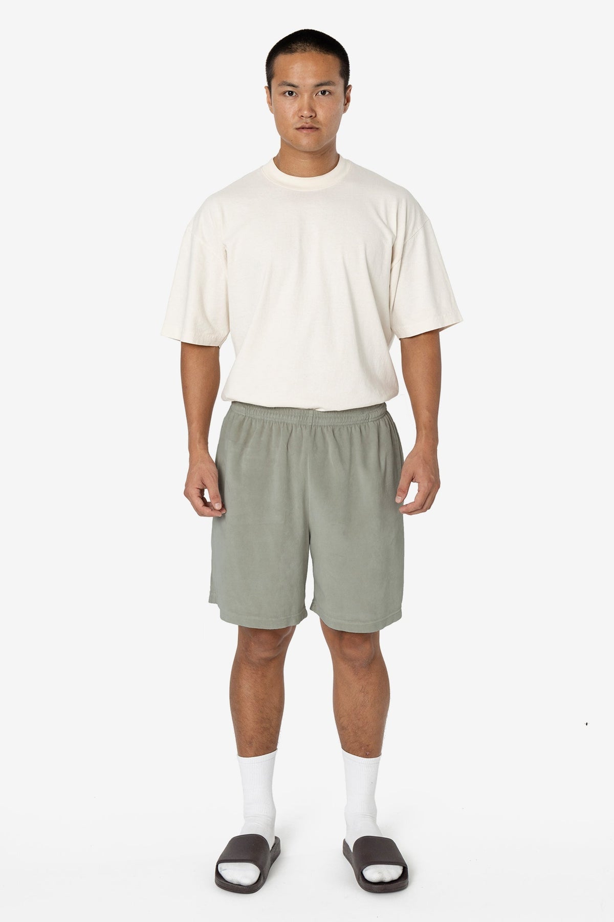VLR442GD - Garment Dye Velour Mid-Length Wide Short