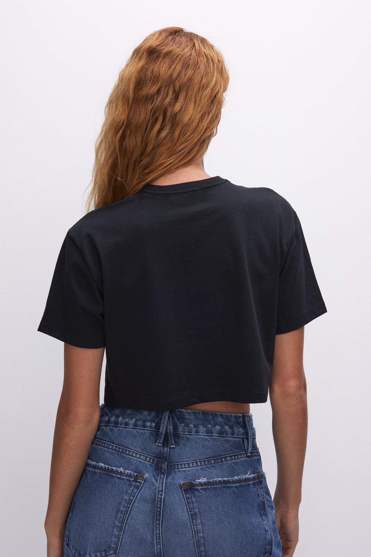 COTTON CROPPED TEE | BLACK001
