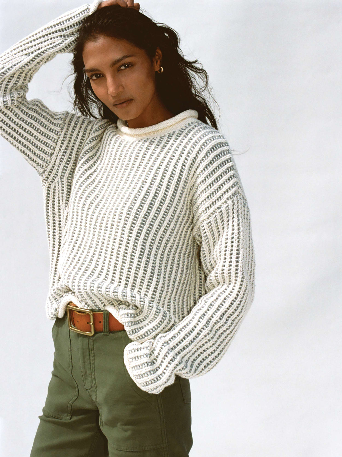 Heirloom Cotton Rollneck Sweater - Cream
