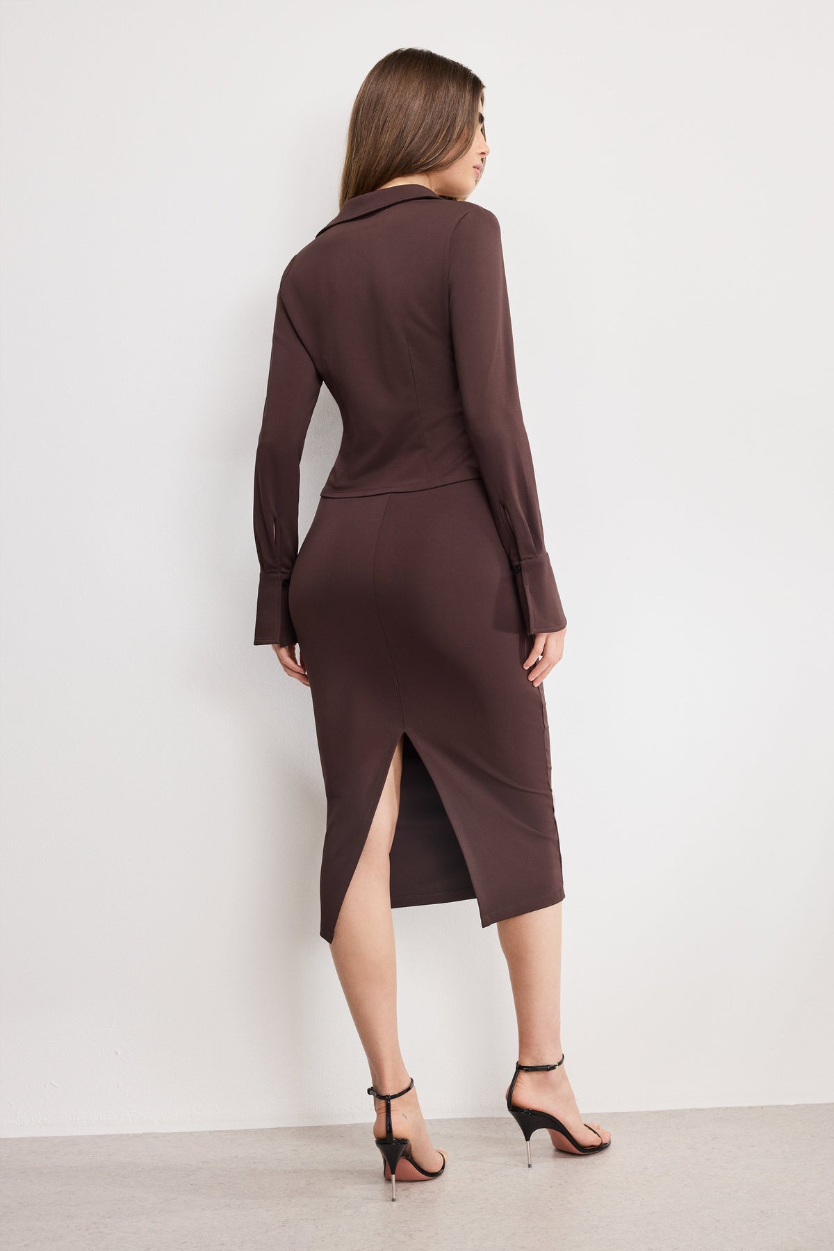 MATTE JERSEY MIDI PENCIL SKIRT | BARK003