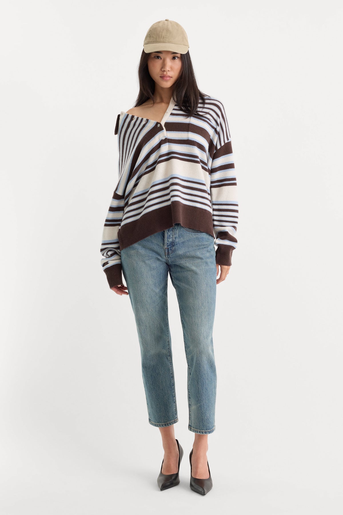 THE OVERSIZED RUGBY SWEATER | MOCHA STRIPE