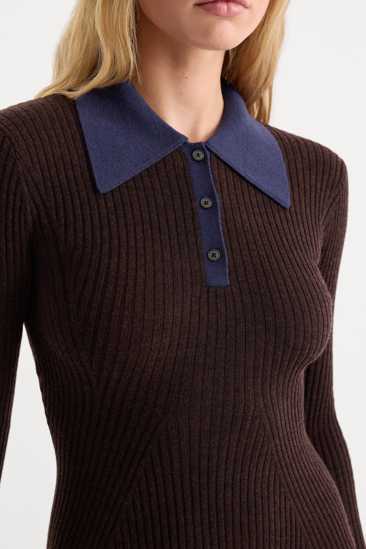 THE KNIT POLO MINI DRESS | ESPRESSO