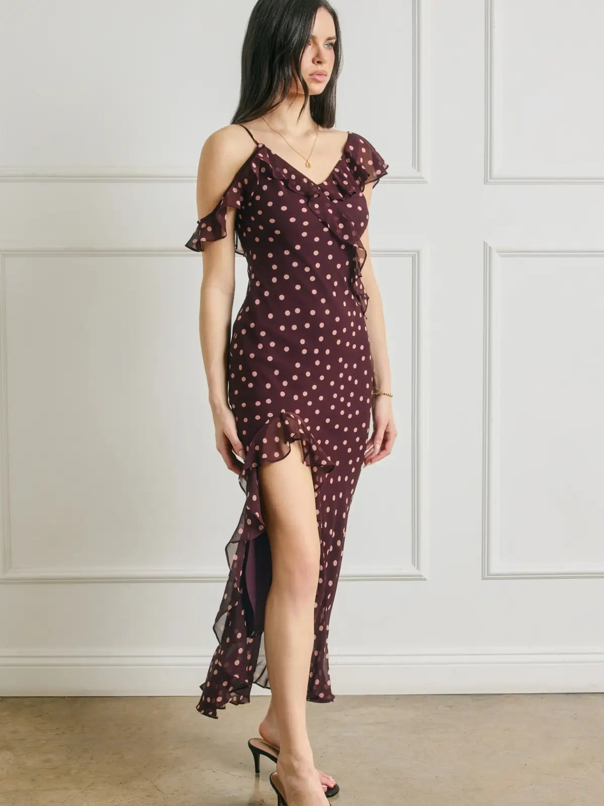 SOFT SPRINKLE ASYMMETRICAL MAXI DRESS