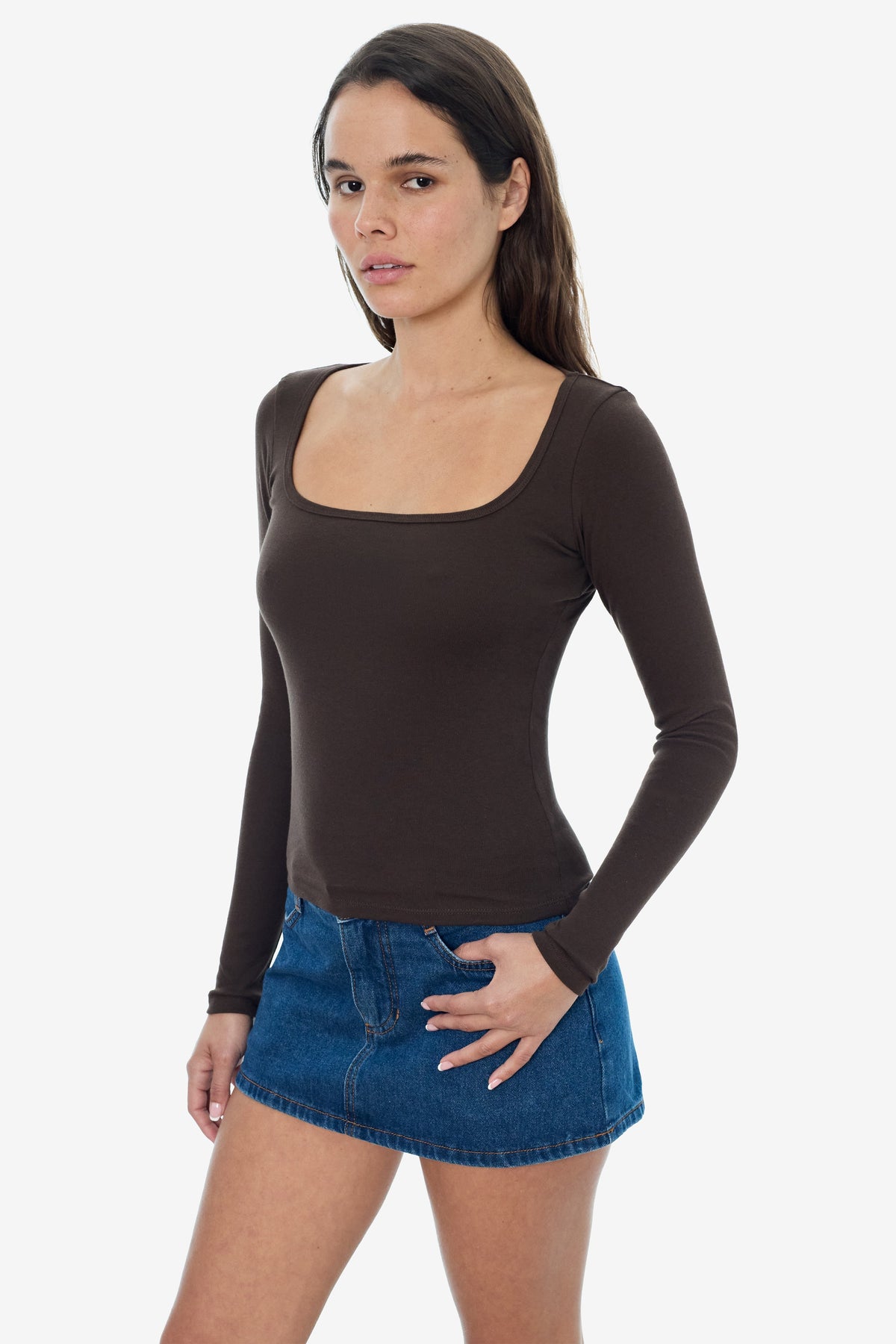 43027 - Baby Rib Long Sleeve Square Neck Tee