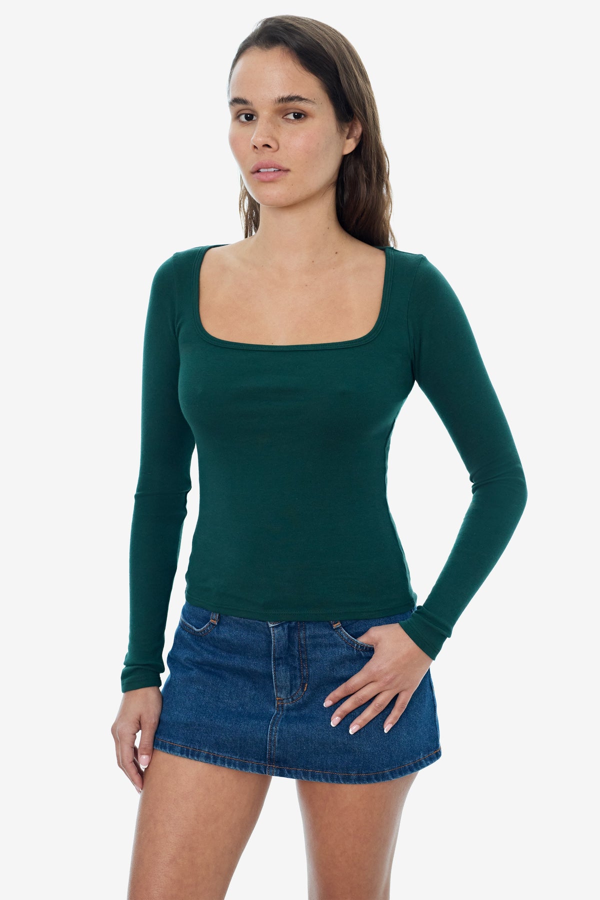 43027 - Baby Rib Long Sleeve Square Neck Tee