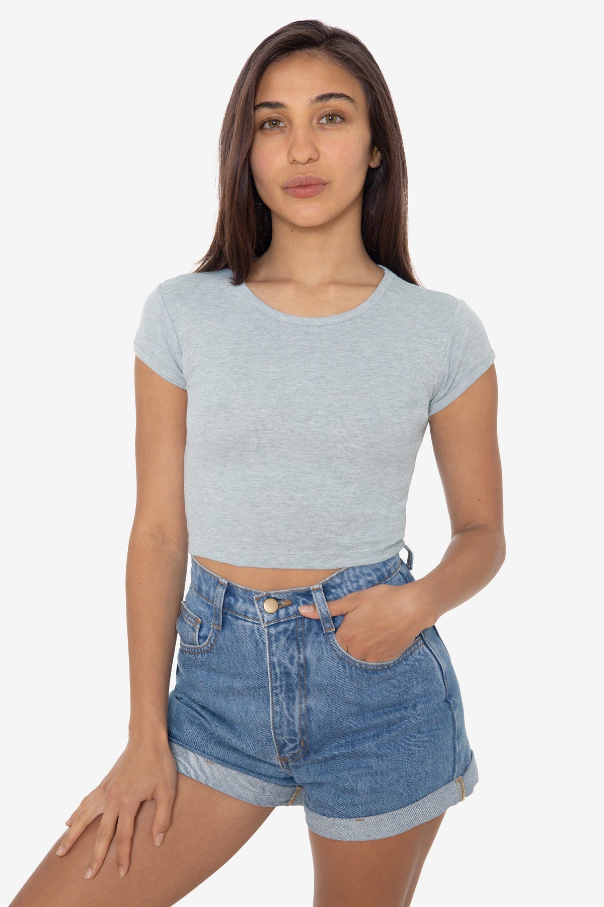 43035 - Cap Sleeve Baby Rib Crop Top
