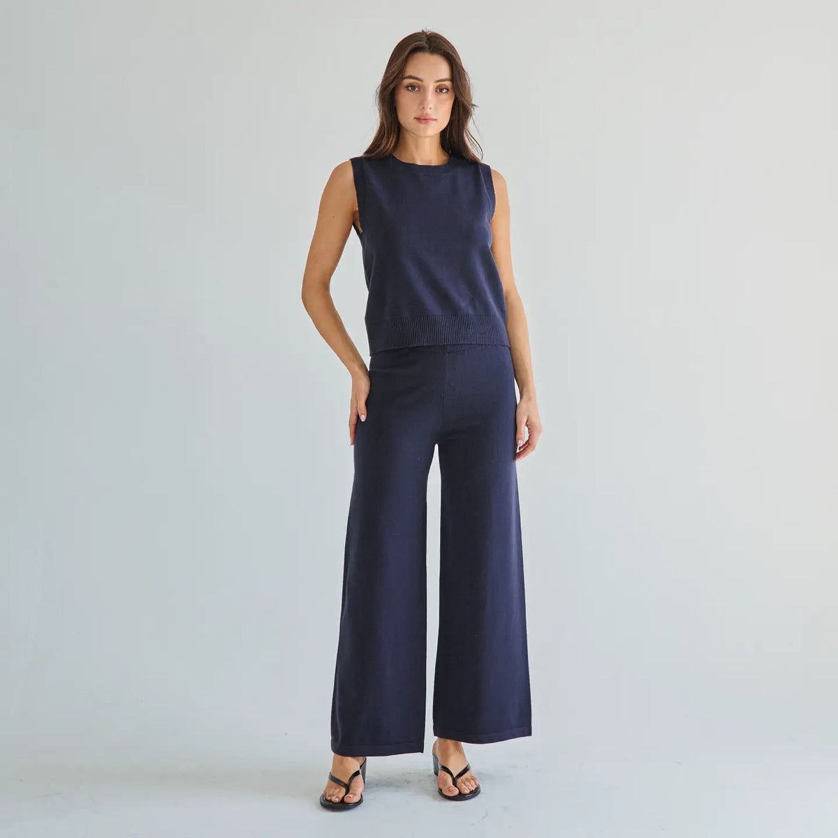 OPEN BACK DETAILED SWEATER TOP & PANTS SET