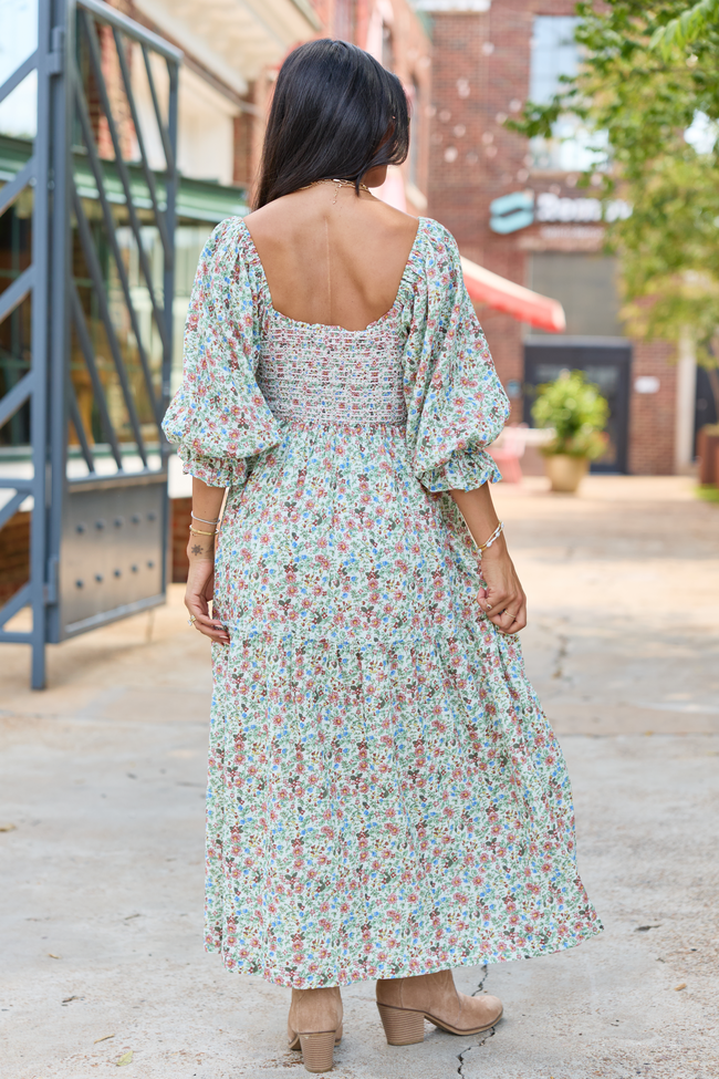 Thalia Multi Foral Smocked Top Maxi Dress