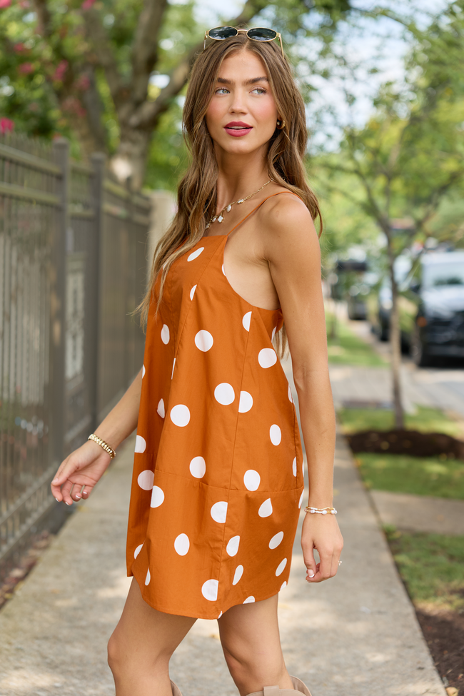 Sweet Spot Orange Polka Dot Mini Dress