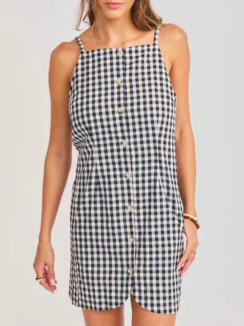 MUSTANG GINGHAM BUTTONED MINI DRESS