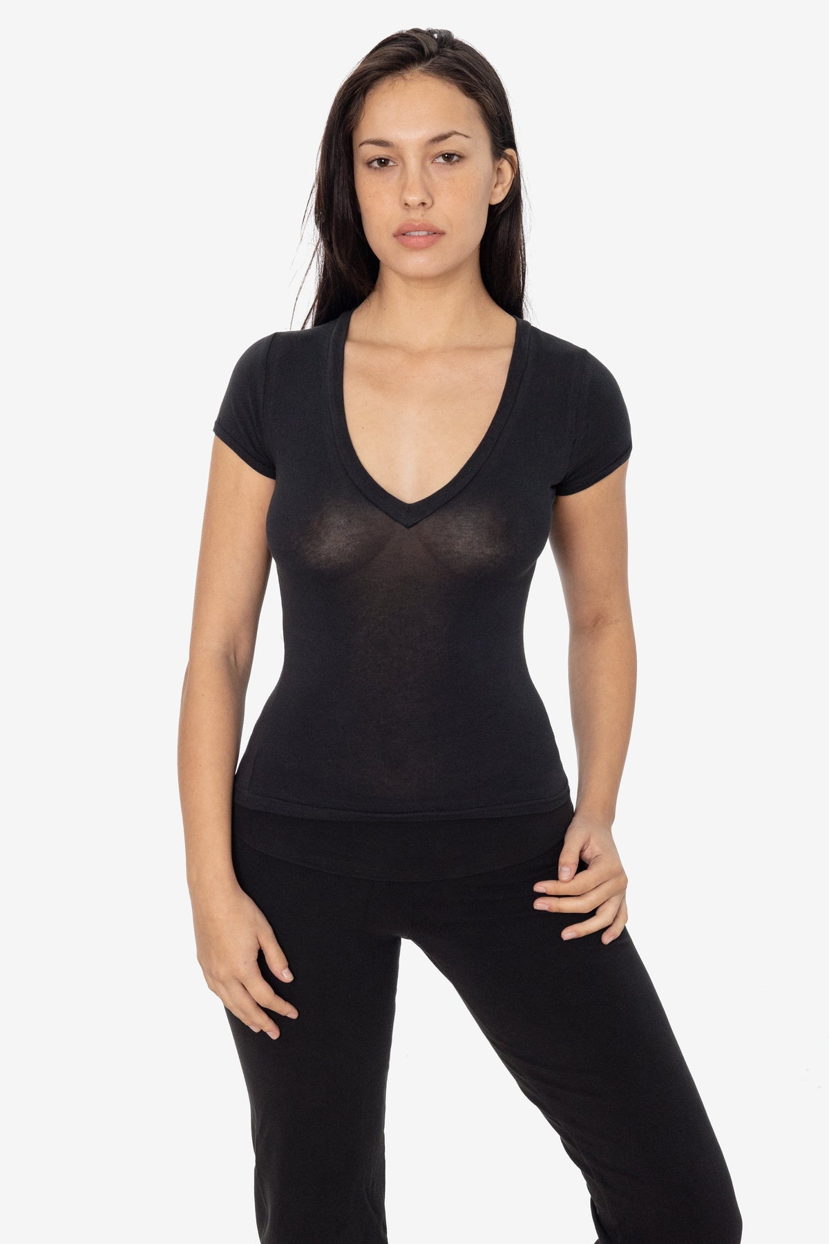 CC356 - Cheesecloth Fitted V-Neck T-Shirt