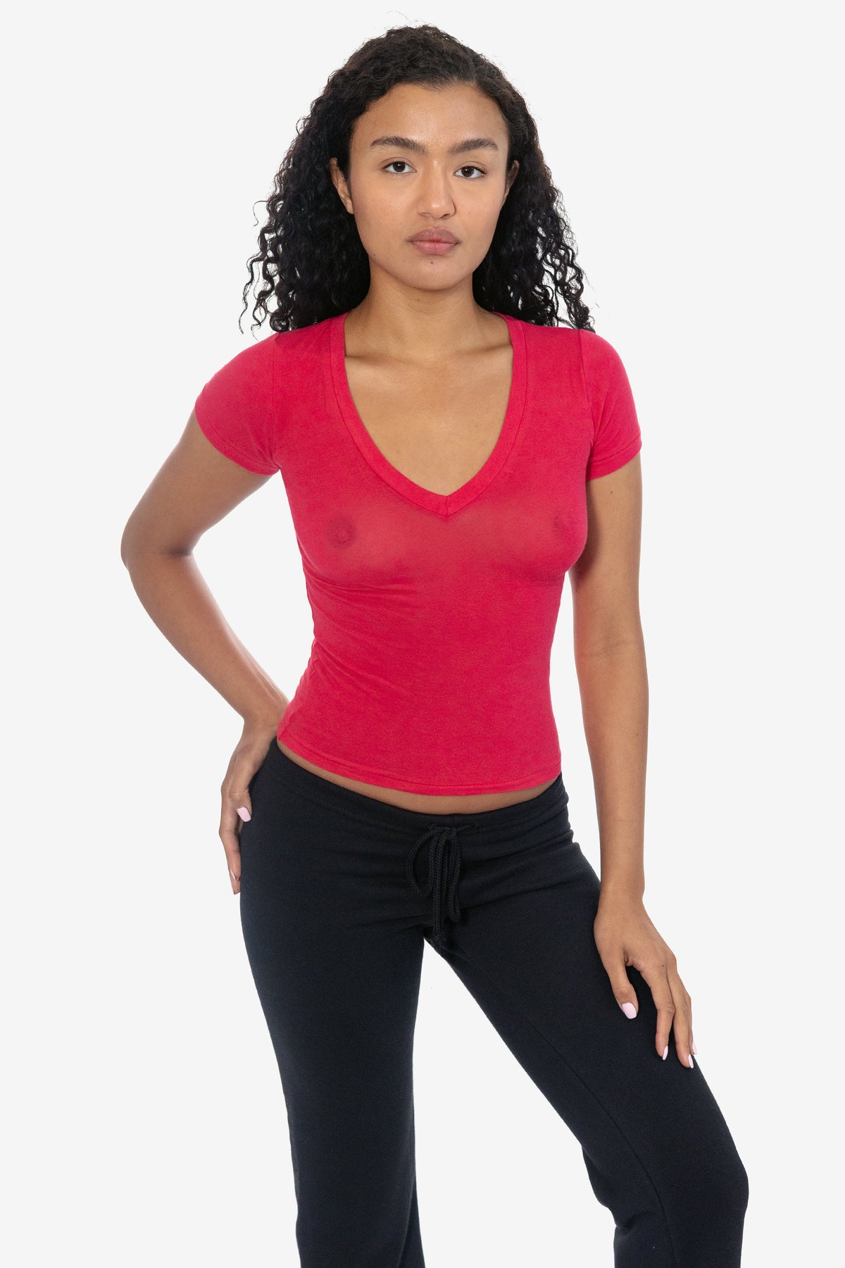 CC356 - Cheesecloth Fitted V-Neck T-Shirt