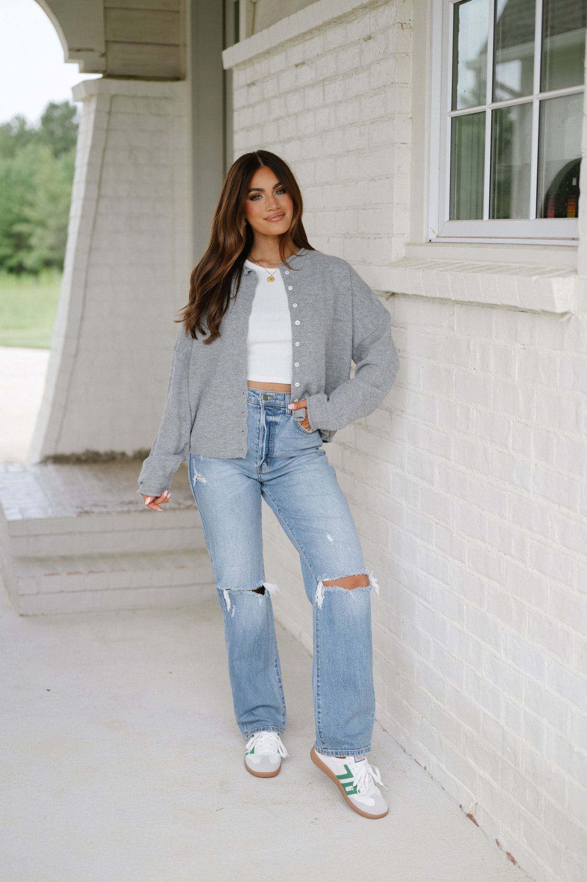 Victoria Cardigan-Heather Grey