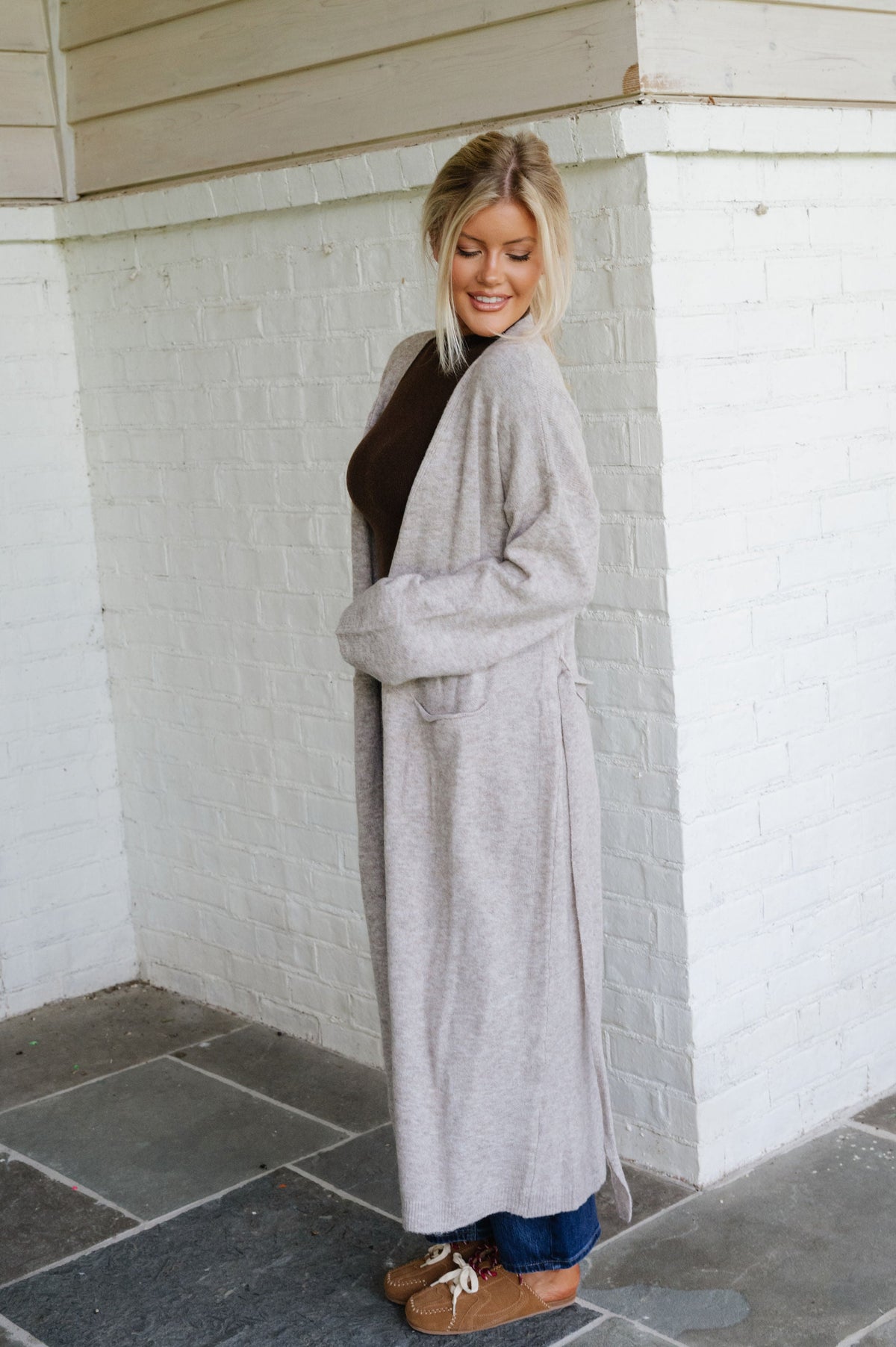 Zoe Tie Cardigan-Light Mocha