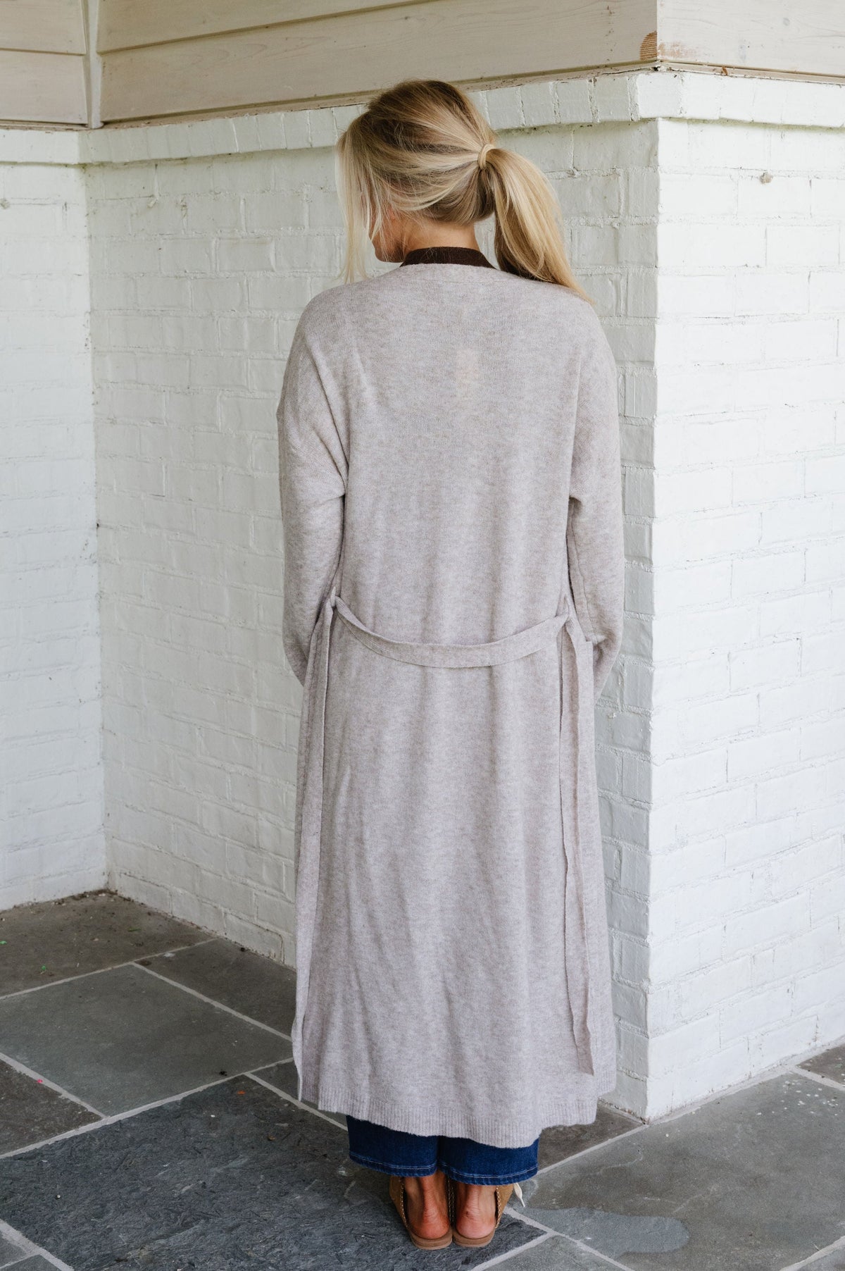 Zoe Tie Cardigan-Light Mocha