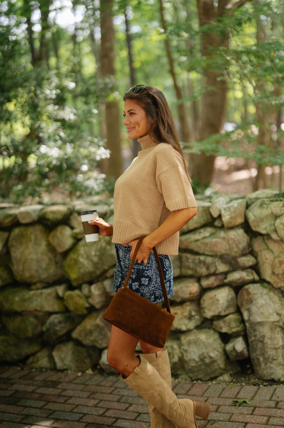Mallory Short Sleeve Sweater-Camel