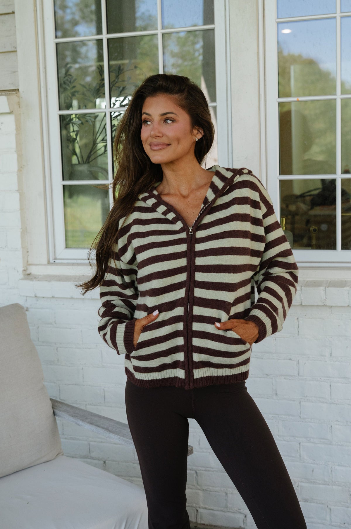 Selah Striped Knit Cardigan-Matcha