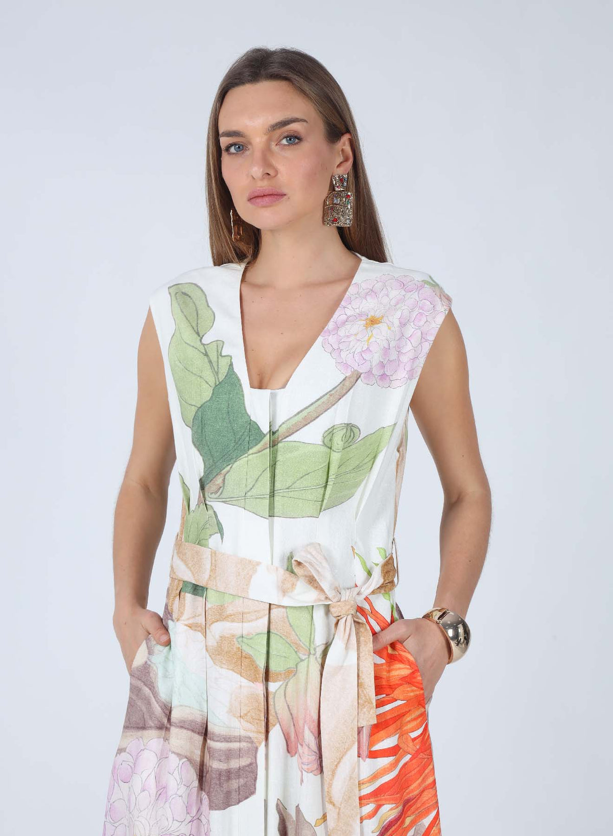 ALANA V-NECK A-LINE MIDI DRESS