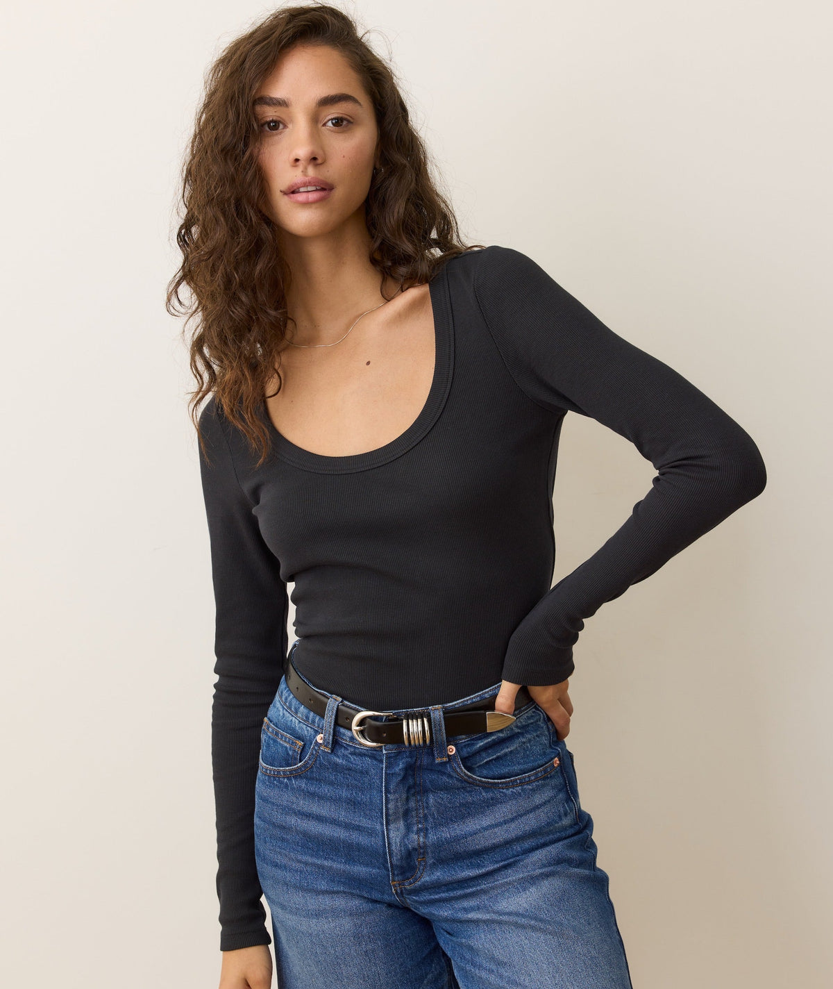 Lexi Rib Sun-In Long Sleeve Scoop Tee