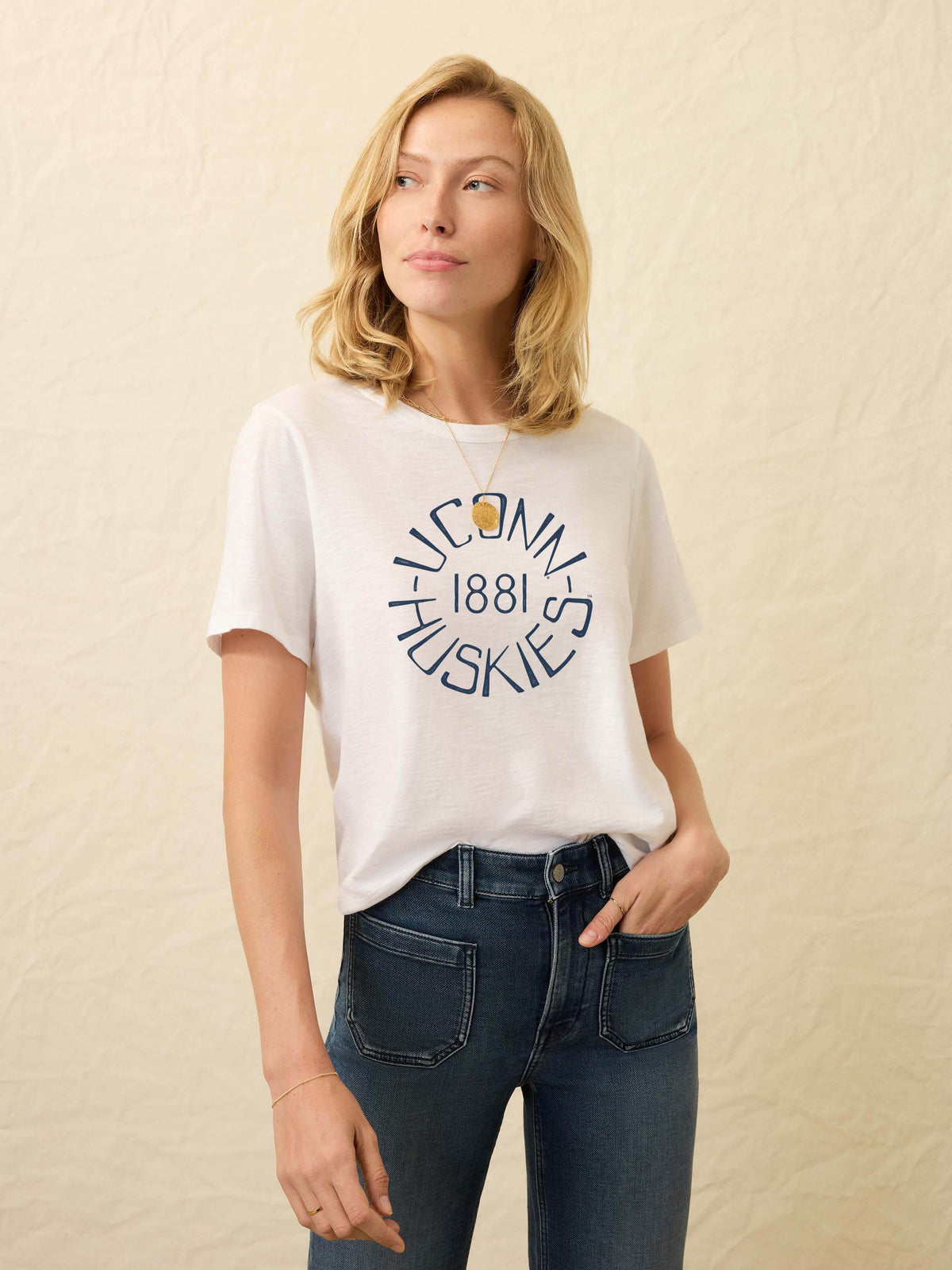 University of Connecticut Sunwashed Regenerative Tee - White