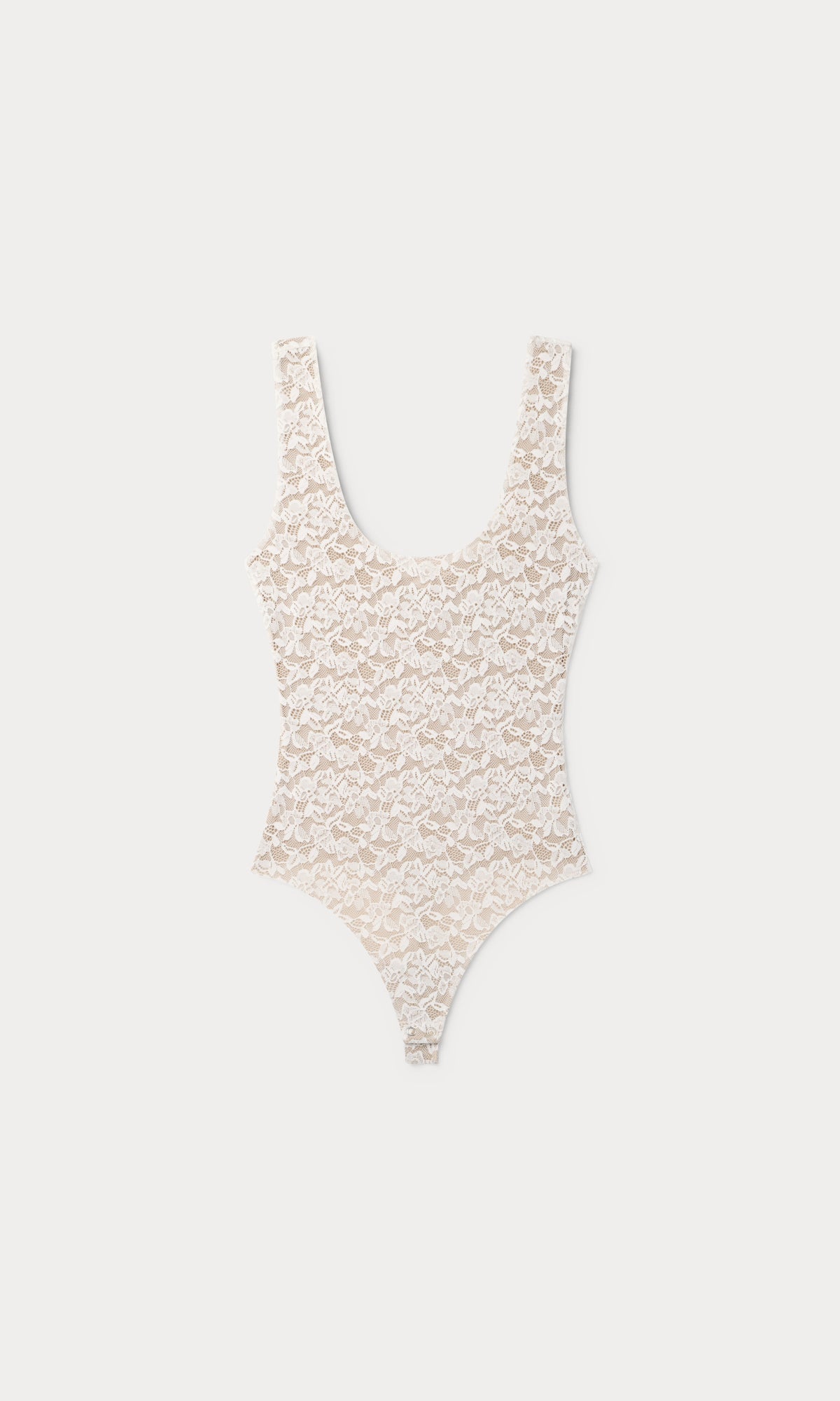 STRETCH LACE SCOOP TANK BODYSUIT | CHALK
