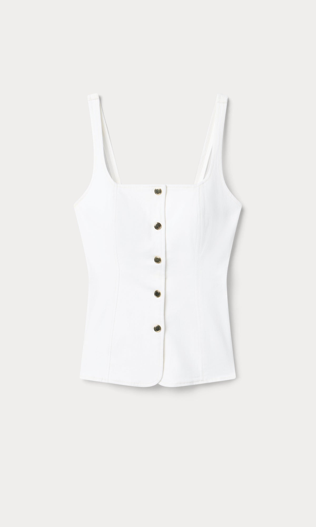 SLEEVELESS DENIM BUTTON FRONT TOP | COTTON WHITE