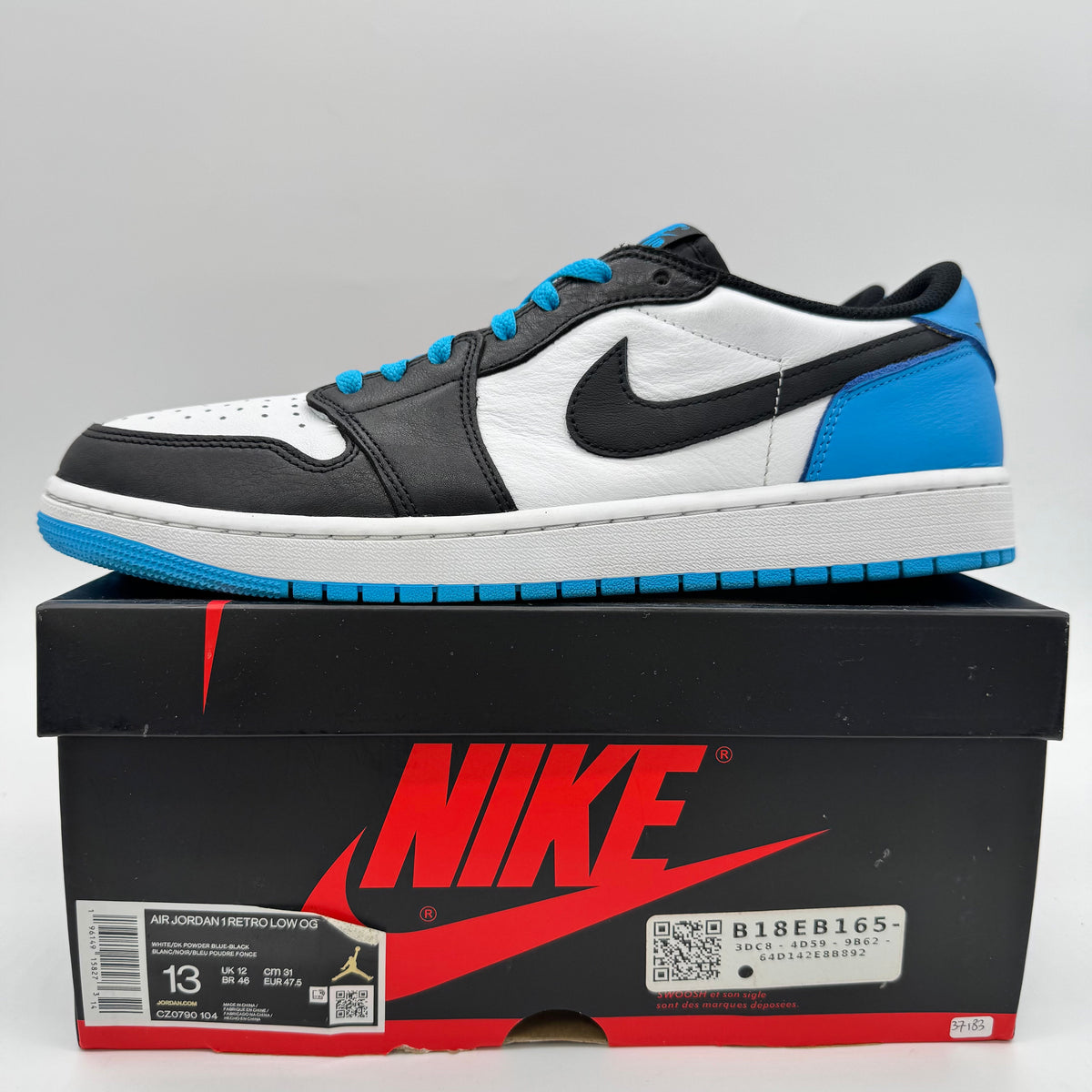 Jordan 1 Low OG Black Dark Powder Blue