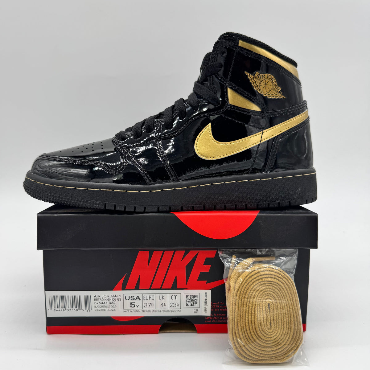 Jordan 1 High Black Metallic Gold (2020) (GS)