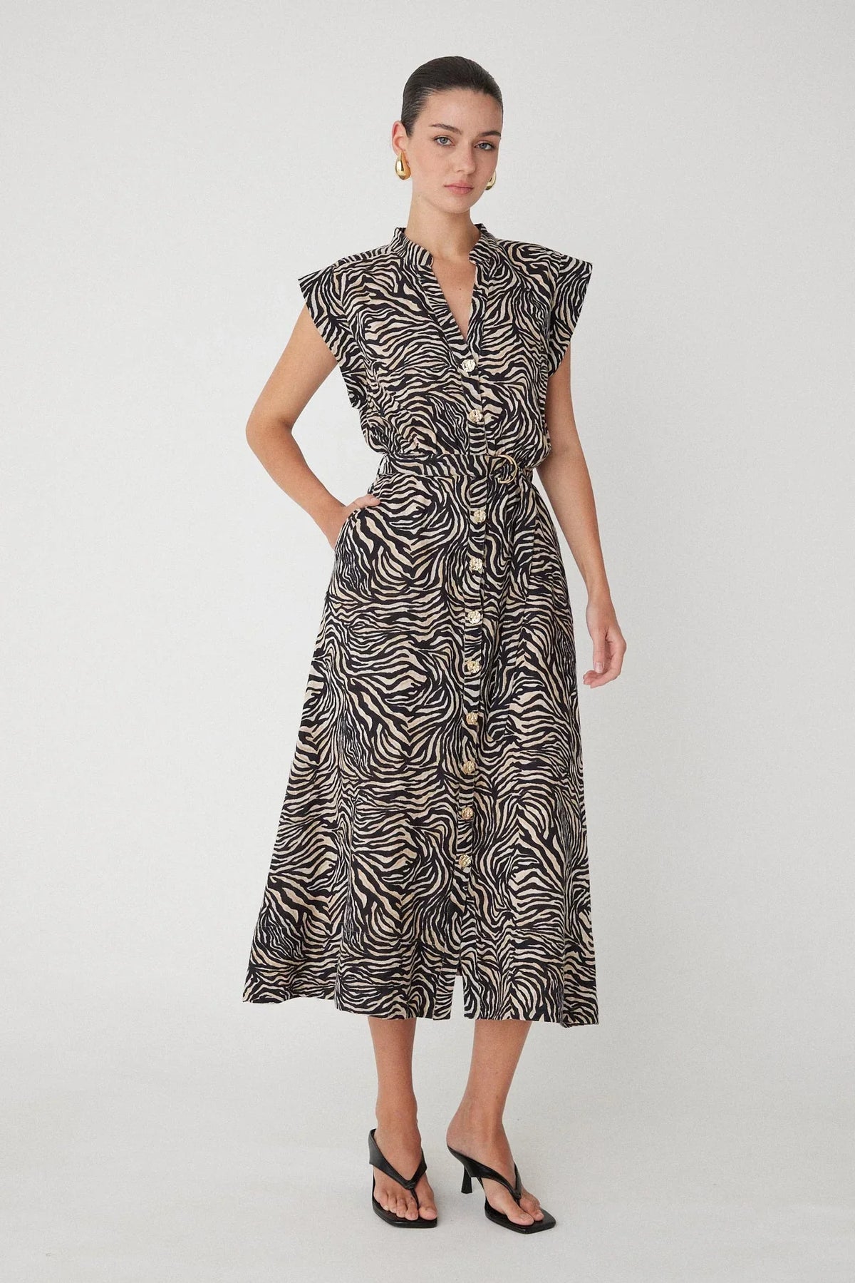 COLLINS TWO COLOR COTTON PRINT DRESS