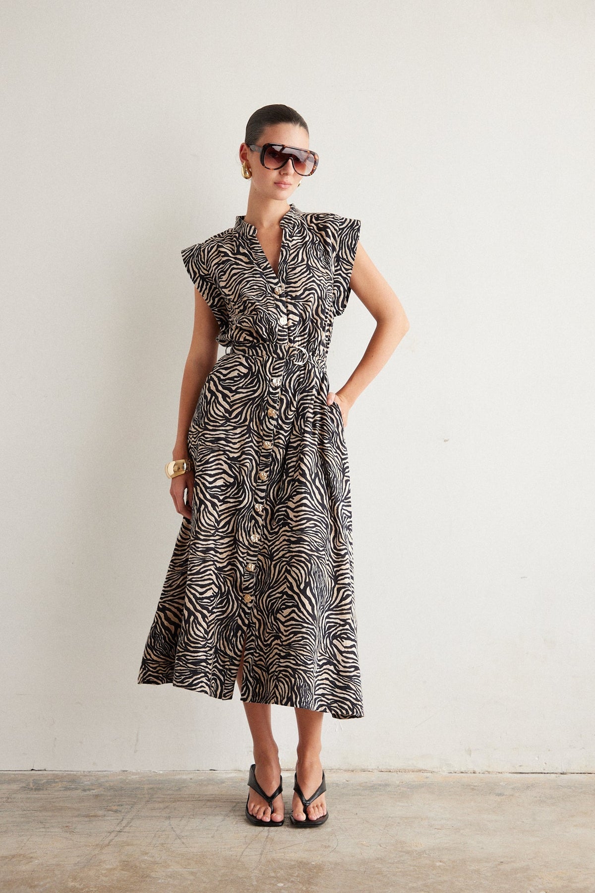 COLLINS TWO COLOR COTTON PRINT DRESS