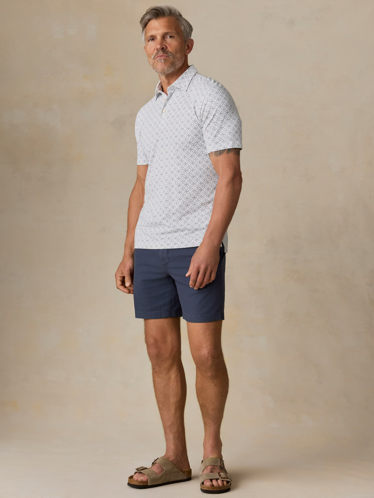 Short-Sleeve Movement Pique Polo - Ivory Blue Moonlight